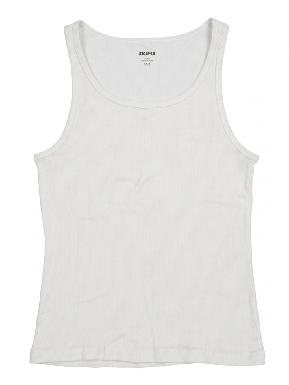 SKIMS Cotton Rib Tank Top White Size Large L Scoop Neck Sleeveless Base Layer